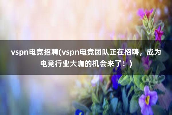 vspn电竞招聘(vspn电竞团队正在招聘，成为电竞行业大咖的机会来了！)