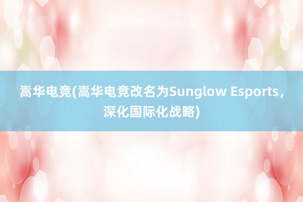 嵩华电竞(嵩华电竞改名为Sunglow Esports，深化国际化战略)