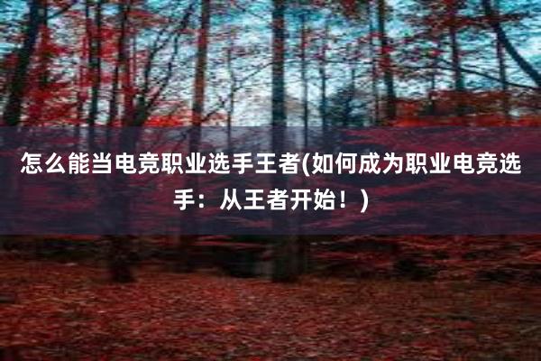 怎么能当电竞职业选手王者(如何成为职业电竞选手：从王者开始！)