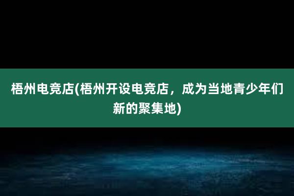 梧州电竞店(梧州开设电竞店，成为当地青少年们新的聚集地)