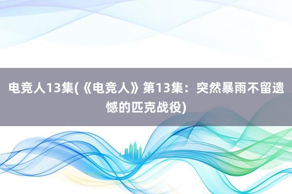 电竞人13集(《电竞人》第13集：突然暴雨不留遗憾的匹克战役)