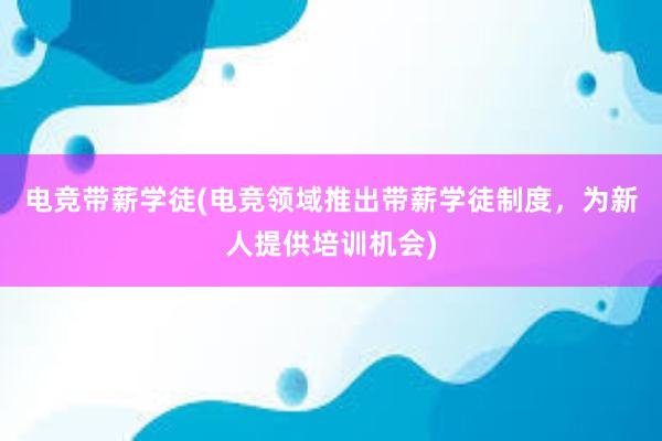 电竞带薪学徒(电竞领域推出带薪学徒制度，为新人提供培训机会)