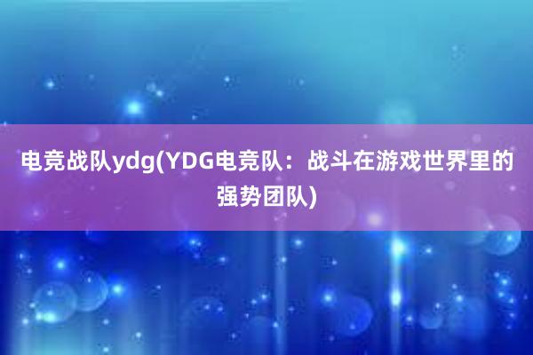 电竞战队ydg(YDG电竞队：战斗在游戏世界里的强势团队)