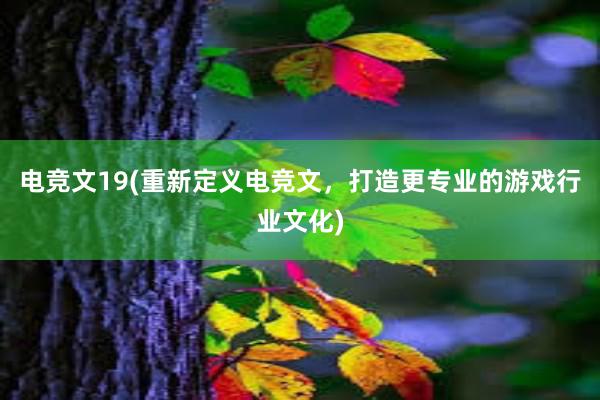 电竞文19(重新定义电竞文，打造更专业的游戏行业文化)