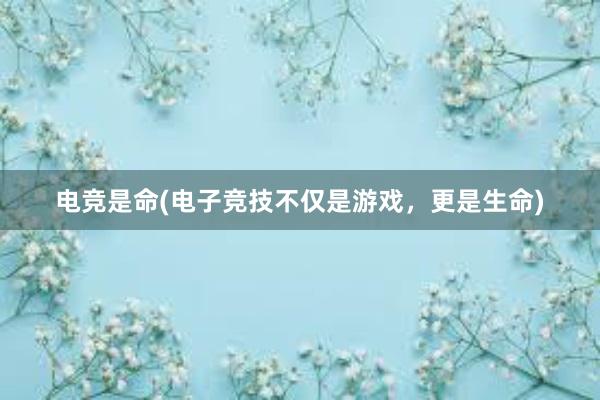 电竞是命(电子竞技不仅是游戏，更是生命)