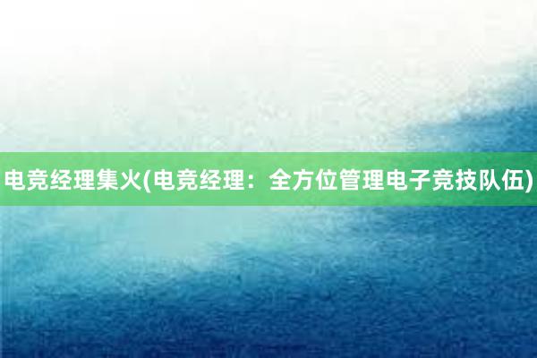 电竞经理集火(电竞经理：全方位管理电子竞技队伍)