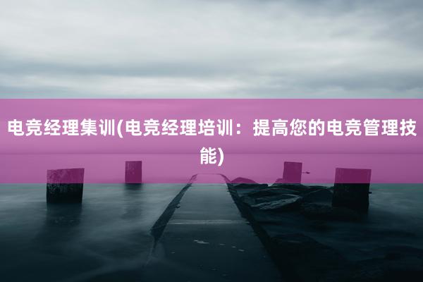 电竞经理集训(电竞经理培训：提高您的电竞管理技能)