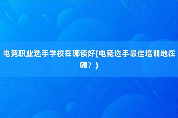 电竞职业选手学校在哪读好(电竞选手最佳培训地在哪？)