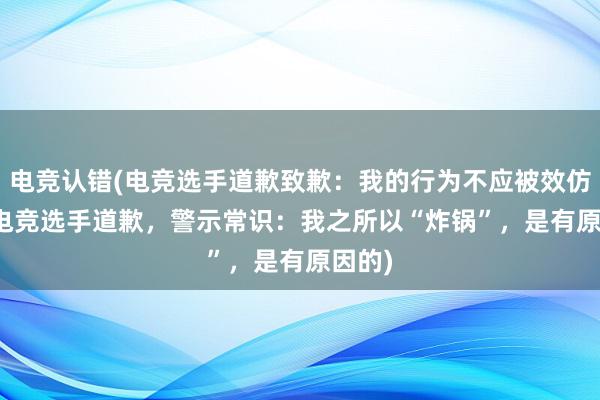 电竞认错(电竞选手道歉致歉：我的行为不应被效仿！ - 电竞选手道歉，警示常识：我之所以“炸锅”，是有原因的)