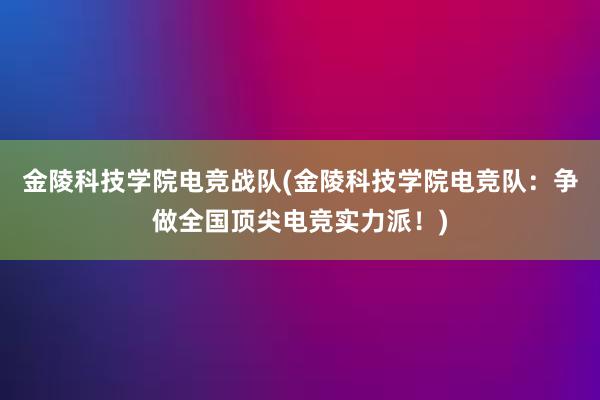 金陵科技学院电竞战队(金陵科技学院电竞队：争做全国顶尖电竞实力派！)