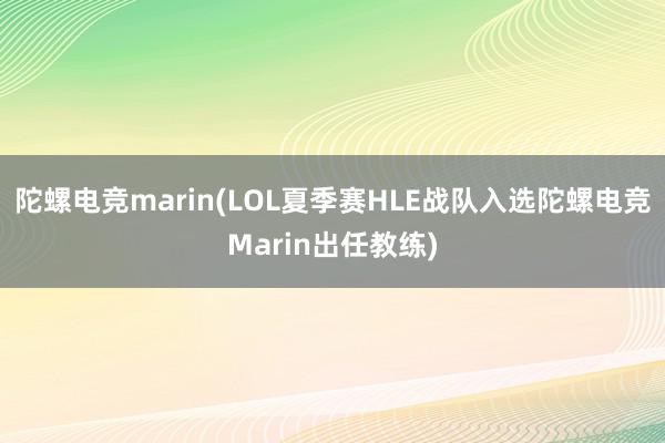 陀螺电竞marin(LOL夏季赛HLE战队入选陀螺电竞Marin出任教练)