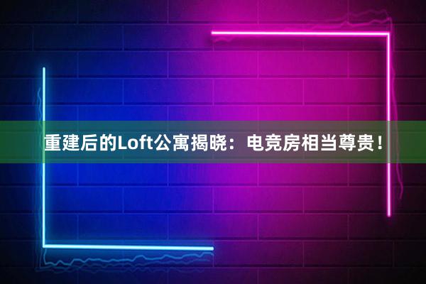 重建后的Loft公寓揭晓：电竞房相当尊贵！