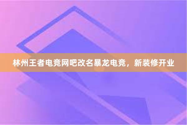 林州王者电竞网吧改名暴龙电竞，新装修开业