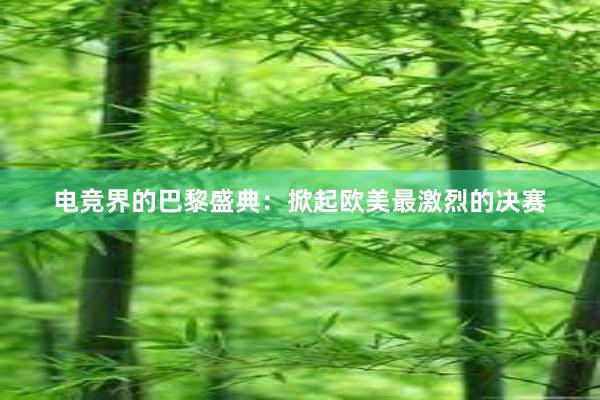 电竞界的巴黎盛典：掀起欧美最激烈的决赛