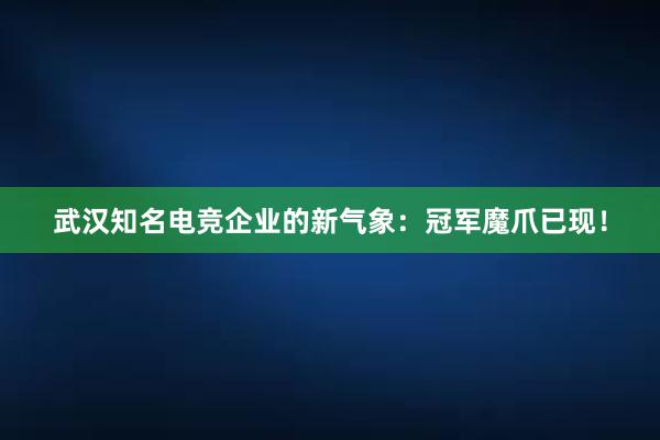 武汉知名电竞企业的新气象：冠军魔爪已现！